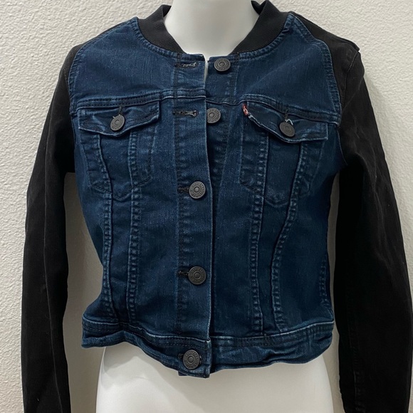 Levi Jean Jacket dark blue black sleeves Small - Picture 2 of 9